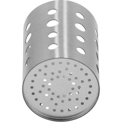 Porte-couverts rond perforé en acier inoxydable sablé, porte-baguettes, grand format (1/5)