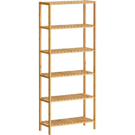 Étagère de Rangement, Meuble à Chaussures à 6 Niveaux, Support pour Plantes, Multifonction, pour Entrée, Salle de Bain, Balcon, Cuisine, 26 x 60 x 160,9 cm, Beige Naturel (1/5)