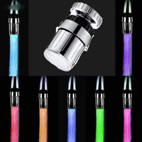 Robinet d'évier de cuisine à LED Ulisem, 7 couleurs, changement automatique, rotation à 360 degrés, robinet d'évier de salle de bain (7 couleurs - 1 paquet - 360°) (1/4)
