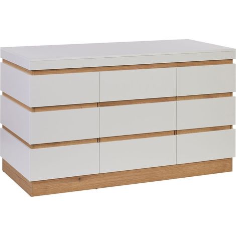 Altobuy – Ilot de cuisine 160x90x75cm – 3 portes et 1 tiroir – Finition blanc et bois – Design scandinave minimaliste