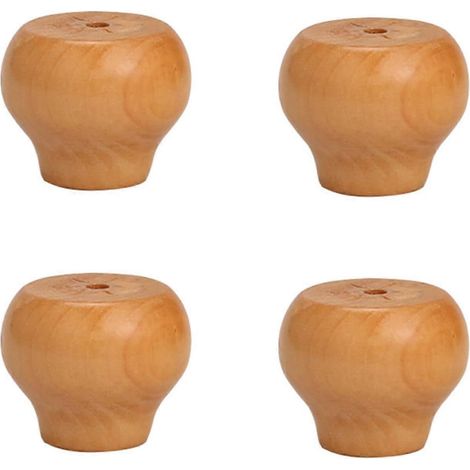 Massivholz-Möbelbeine, runde, kugelförmige Ersatzfüße für Sofa, Bett, Sessel, Schrank, Couchtisch, TV-Möbel – 4 cm (1,6 Zoll) – Holz