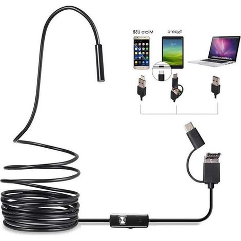 Caméra endoscope USB Type-C – 5 m – 6 LED – Étanche – Android et PC (1/5)