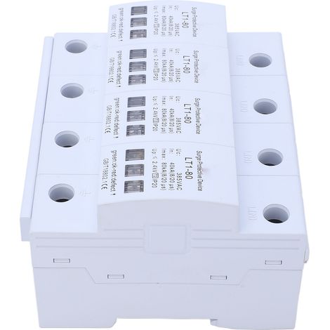 Dispositif de protection contre les surtensions CA, conception modulaire, ignifugé, réponse rapide, installation sur rail, parafoudre 4P 40-80 kA 385 V (1/5)