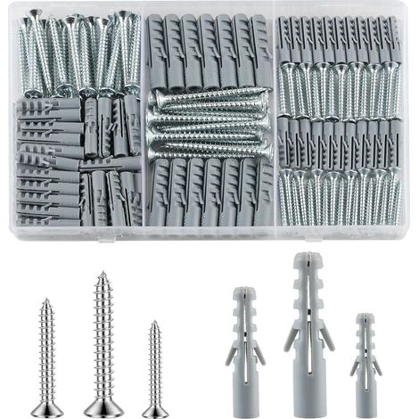 230 Pièces Kit Vis Cheville Beton Expansion Fixation Maçonnerie  115 Ancrage Expansion Et 115 Vis Béton, Autoperceuses Autotaraudeuses Pour Maçonnerie Brique (1/5)