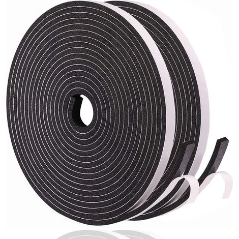 Junta autoadhesiva para puertas y ventanas - junta de goma - anticolisión - insonorizada - impermeable y antipolvo 5 x 3 mm x 20 m, negra