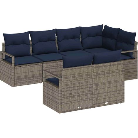 Maison Exclusive - Sofa Set mit Kissen 7 pcs Grau Poly Rattan