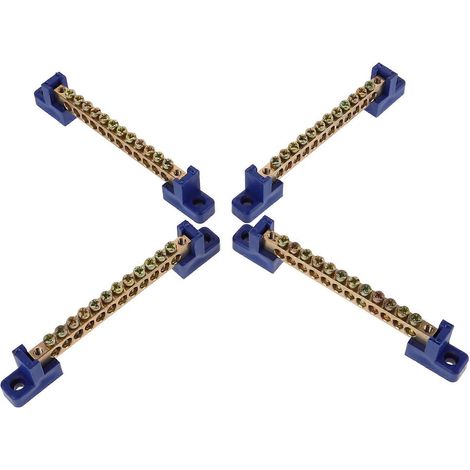 Lot de 4 barres de mise à la terre en cuivre avec bornes de connexion (1/5)