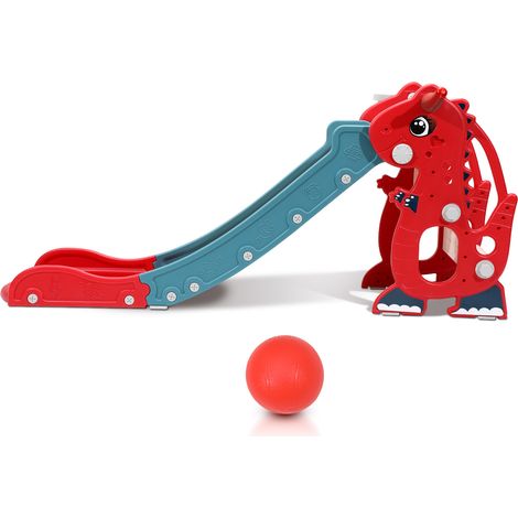 Randaco Scivolo per bambini baby 145 cm scivolo da giardino 4 in 1 scivolo basket rosso