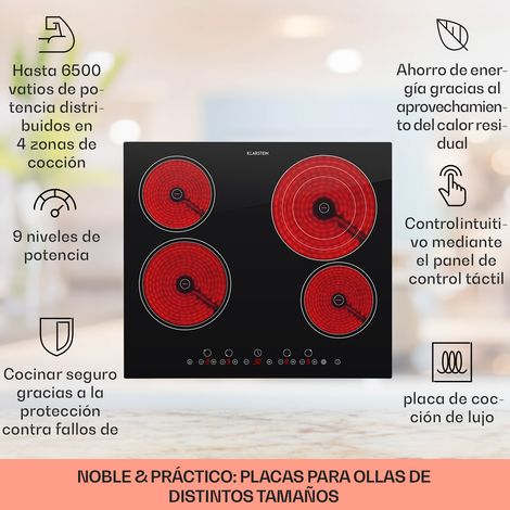 Klarstein Virtuosa Cocina encastrable de vitrocerámica 6500 W 59x52 cm 4 placas (1/4)