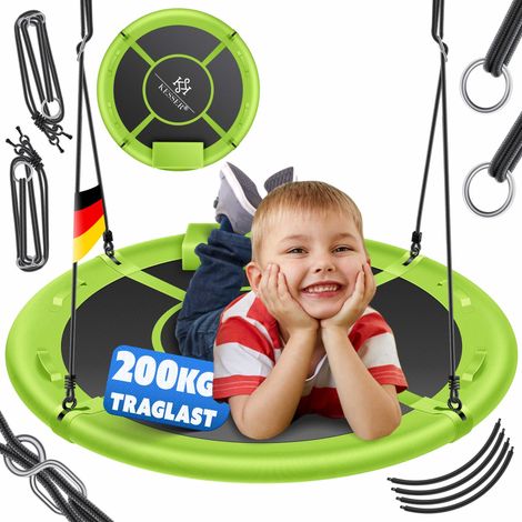 KESSER® Nestschaukel Tellerschaukel Hängeschaukel Rundschaukel Schaukel verstellbar Garten-Schaukel Kinderschaukel Indoor - Outdoor-Schaukel für Kinder und Erwachsene   Grün / 60cm