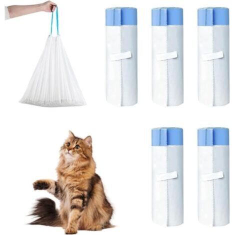 Sacs Hygièniques Pour Litière Chat, Lot de 75 Sacs Poubelle, Doublures Sac à Litière pour Chat, Bac à litière Automatique Autonettoyant Accessoires de Nettoyage (45x 50 cm)