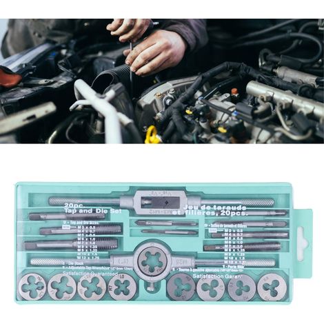 Satz mit 20 Gewindebohrern und Schneideisen für die Kfz-Reparatur, metrischer Gewindebohrer- und Schneideisensatz (1/5)