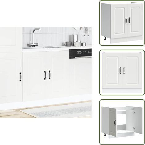 Meuble bas pour évier Kalmar blanc 80x46x81,5cm bois ingénierie - Meuble Bas D'évier - Meubles Bas D'évier - Meuble Bas De Cuisine - Meuble Bas De Cuisine Pour Évier (1/5)