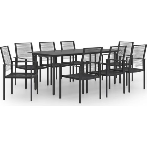 Dining Set Black Glass Large Seats Many Garden Dining Set vidaXL (1/5)