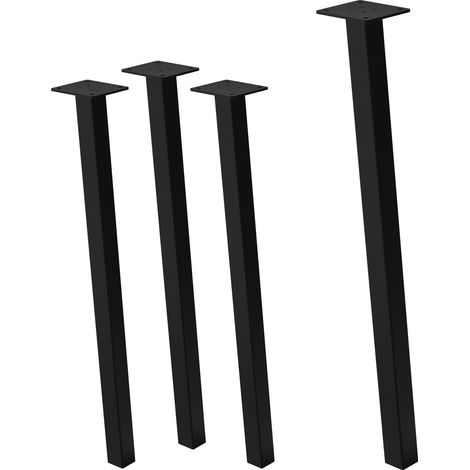 ML-Design 4er Set Tischbeine schräg 72 cm, Schwarz glänzend, aus pulverbeschichtetem Stahl, eckig, Profil 4x4 cm, I-Form, Möbelfüße Metall 96° Neigung, Tischfüße Möbelbeine für Esstisch & Schreibtisch