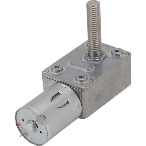 Micro moteur à engrenages cc, Turbine de réduction de vitesse de Torsion élevée, boîte de vitesses électrique à vis sans fin réversible autobloquante 12V M8x33mm, arbre 150 tr/min (1/5)