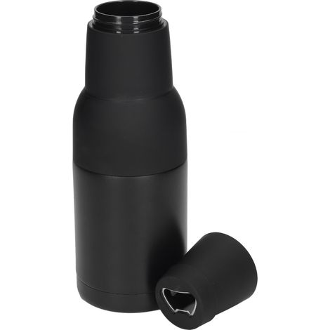 Doppelwandige, vakuumisolierte Edelstahl-Kühlbox mit integriertem Flaschenöffner, schwarz (1/5)
