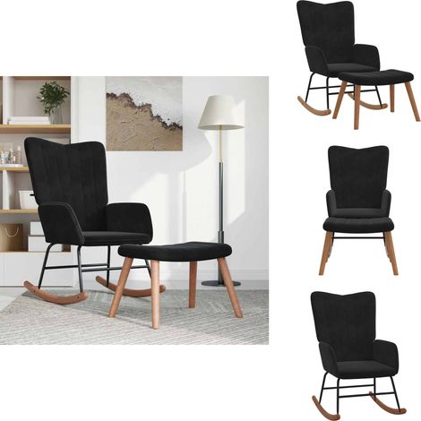Chaise à bascule avec repose-pied Noir Velours - Chaise À Bascule - Chaise Relaxante - Fauteuil Inclinable - Mobilier Extérieur - Décoration Intérieure (1/5)