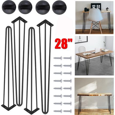 4X Pieds de table en épingle à cheveux Set 28" Pieds de table basse en métal Pieds de table lourds (1/4)