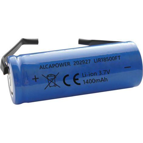 Batterie Lithium-Ion Rechargeable Li-Ion 18500 3,7V 1300 Mah Avec Broches À Souder - Dimensions : 51X18 (Diamètre) Mm (1/2)