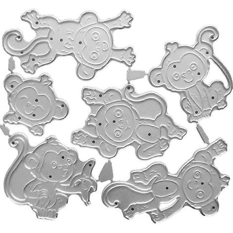 Sechs kleine Affen Kartenmesser-Stanzformen-Set für Karten und Scrapbooking