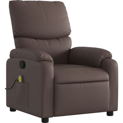 Poltrona relax TV funzione massaggio reclinabile inclinazione manuale in PVC marrone DEC027002