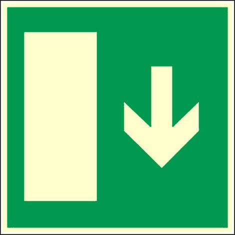 Panneau photoluminescent Sortie de secours en bas - Rigide 200x200mm - 4030999
