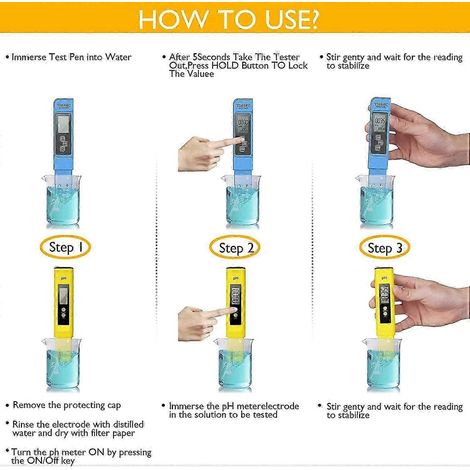 Appareil de mesure multiparamètre numérique 4 en 1 (pH/TDS/EC/température), écran LCD, pour aquariums et piscines.-AquaForge