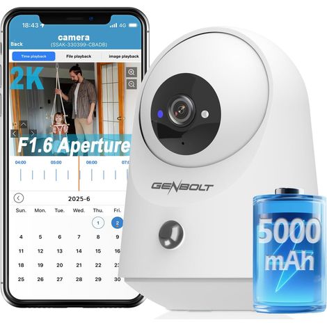 2K Camera Surveillance WiFi Interieur sans Fil, Pan/Tilt Camera Animaux Interieur 5000maAh, Camera Interieur sans Fil,Détection Humaine PIR, pour De Bébé/Animaux/Sécurité Domestique (1/5)