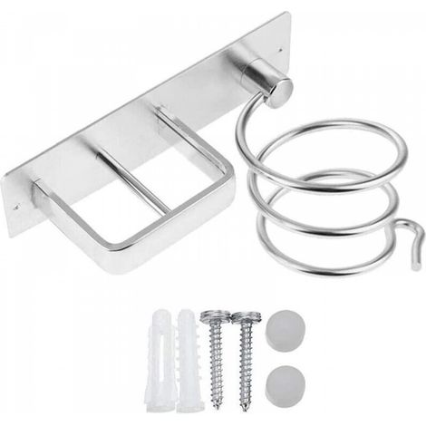 1PC argent Porte Sèche Cheveux, Fer à Lisser Support de Porte Sèche Cheveux Mural en Aluminium, avec Range-câbles pour Ranger Le sèche-Cheveux, Le lisseur, Les brosses à Cheveux et Plus (1/4)