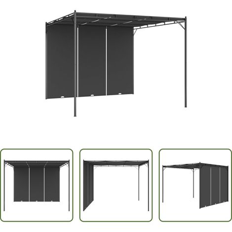 Tente de jardin - Belvédère de jardin avec rideau latéral 3x3x2,25 m Anthracite (1/5)
