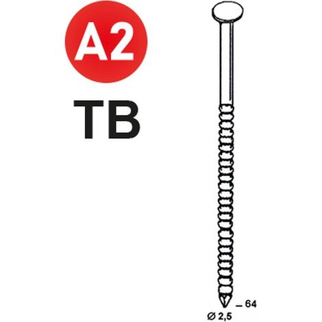 4 200 Pointes Annelées Inox A2 Tête Bombée 16° (Coil) - 2.5x64 mm - D-Work