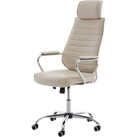 Silla de oficina sintética color crema con ruedas regulable en altura BUR10004 (1/4)