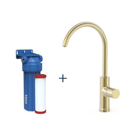 Robinet de cuisine à une voie pour eau filtrée Cava doré - TRES 23050401CA