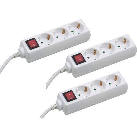 Meister Steckdosenleiste 3-fach - 3 Stück - 3 m Kabel - weiß - Kunststoffleitung - IP20 Innenbereich - Schalter / Steckerleiste / Mehrfachsteckdose / Tischsteckdose / Tido 3-fach / 7430570