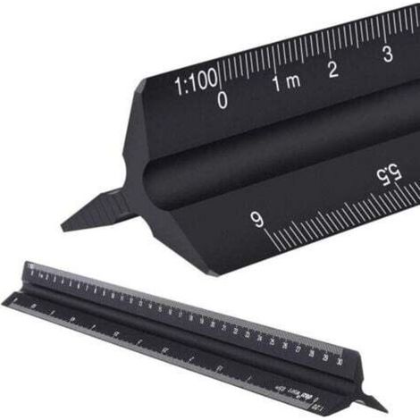 Righello triangolare in alluminio per architetti, scala metrica 1:20, 1:25, 1:50, 1:75, 1:100, 1:125, scala standard circa 30,5 cm, per architetti e studenti