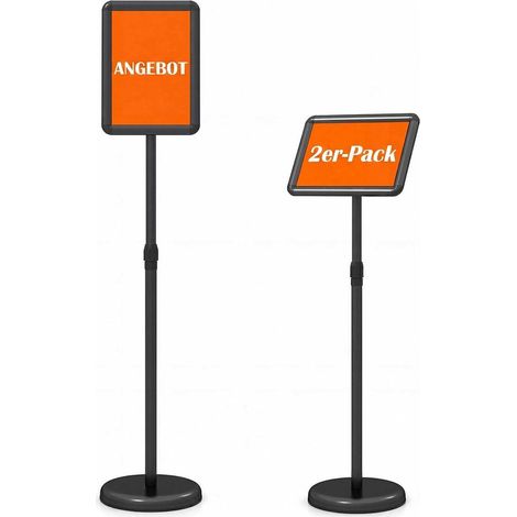 Pour restaurant, hôtel ou magasin, affichage clair avec 2 porte-menus A4 sur pied à base lestable (1/5)