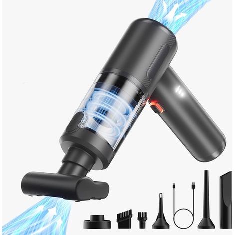 Aspirapolvere portatile senza fili per auto, mini aspirapolvere ricaricabile, nero, 7 accessori, 20.000 Pa (1/4)