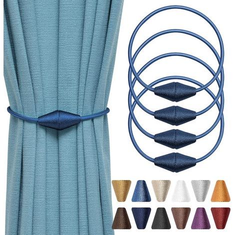 Set of 4 magnetic curtain tiebacks 46 cm (navy blue) (1/5)