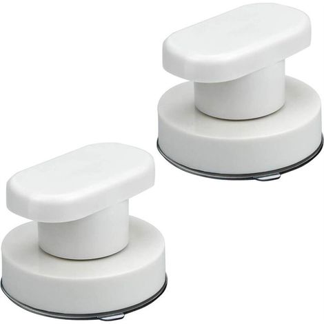 Set di 2 maniglie a ventosa per porte, maniglia a ventosa per finestra a bovindo con potente ventosa per cassetto del bagno (bianco) - 6,2 x 5 cm (1/4)