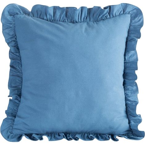 Rüschenkissenbezug 45x45 cm, marineblau, Baumwolle (1/4)
