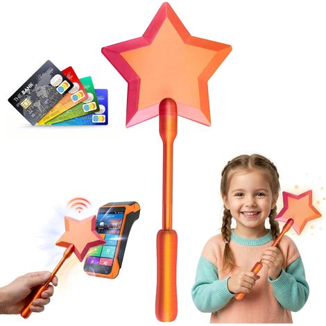 Varita mágica para tarjetas de crédito, varita mágica 3D para tarjetas bancarias, varitas para pagar con tarjetas de crédito, para adultos y niños, fiestas, diversión y bromas (rojo dorado)