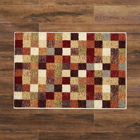 Tapis de bain à carreaux, absorbant, antidérapant, doux au toucher, paillasson de toilettes, tapis carré pour la maison - 40 x 60 cm (1/3)