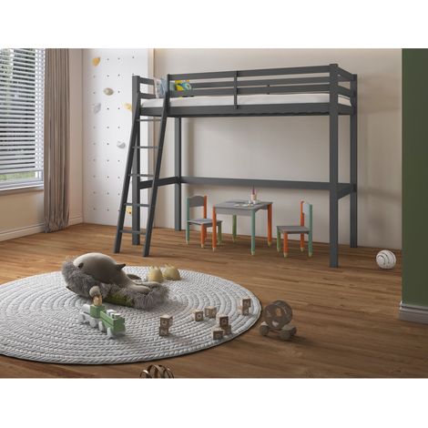 AlpiLit mazzanine 90x200 cm Gris en bois (1/5)