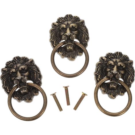 Poignées vintage en forme de tête lion, style chinois antique (1/5)