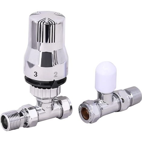 Warmehaus Chrome Straight Thermostatic Radiator Valves 15mm