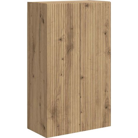 Mobile TV da parete rettangolare moderno con pratico spazio di archiviazione 59,5 x 31 x 100 cm in legno rovere artigianale 020055047