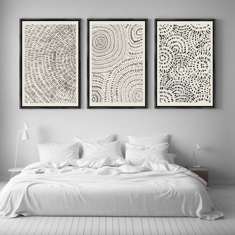 Set of Black and White Abstract Paintings – Canvas Prints for Wall Art41x61cm - black frame