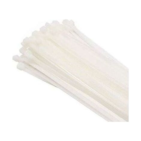 Lot de 100 Serre-câbles, Blanc/Naturel, 200 mm x 3,6 mm, Qualité Supérieure Colliers de Serrage Plastique (1/5)