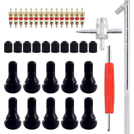 Lot de 8 Demonte Valve Pneu Outil, Valve Core Remover pour Voiture Remplacement, TR412 Valve Pneu, Valve Core, 4-1 Outil de Réparation de Valve de Pneu - Démonte Valve Pneu, Tire Repair Kit (1/5)